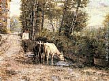 Eugenio Zampighi Cows Watering at a Quiet Pool painting